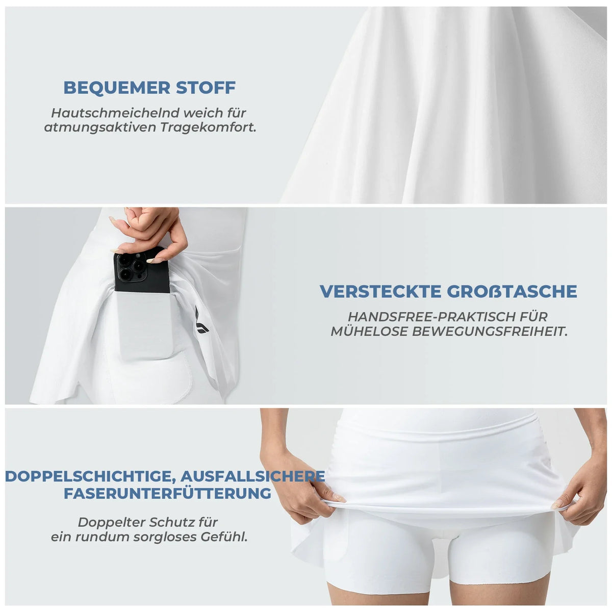 TVI Damen 2 in 1 Fahrradrock Kurze Gepolstert Radlerhose mit Tasche