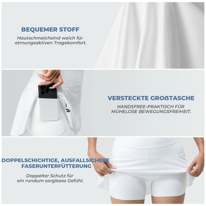 TVI Damen 2 in 1 Fahrradrock Kurze Gepolstert Radlerhose mit Tasche