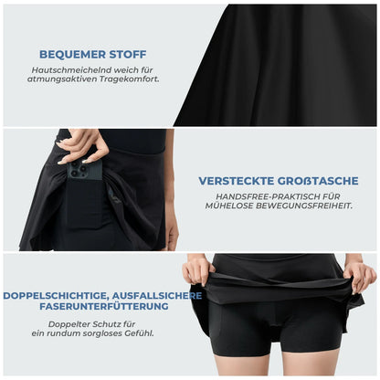 TVI Damen 2 in 1 Fahrradrock Kurze Gepolstert Radlerhose mit Tasche