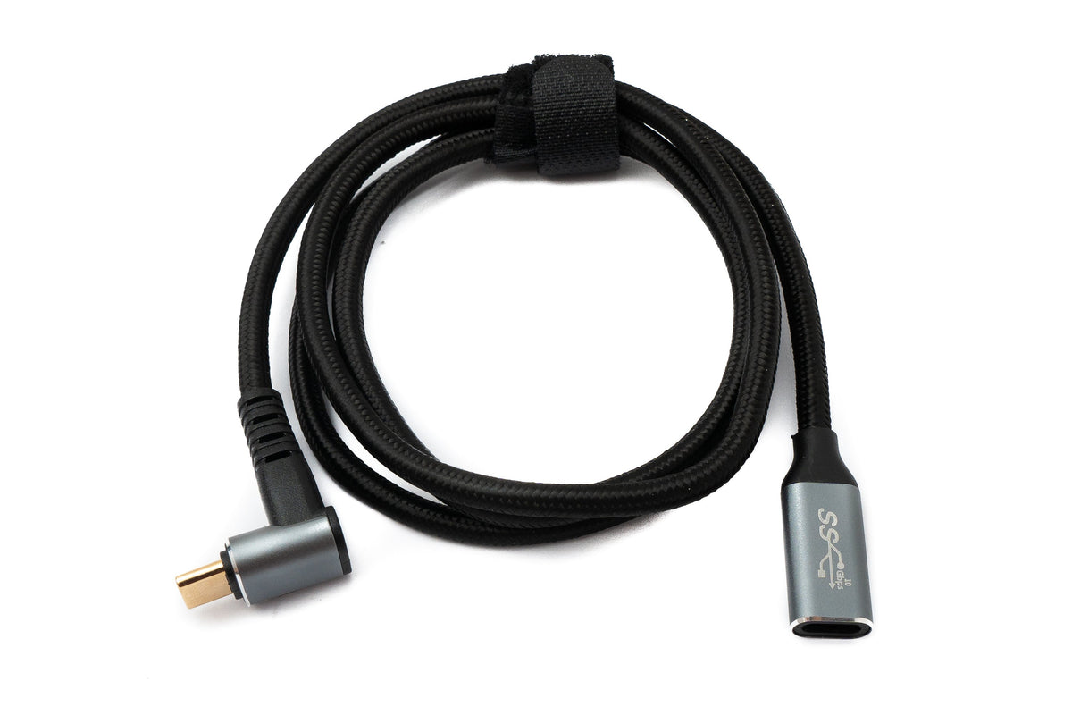 USB 3.1 Gen 2 Typ C Kabel 100 cm Stecker zu Buchse 10 Gbit/s 100W Winkel | System-S