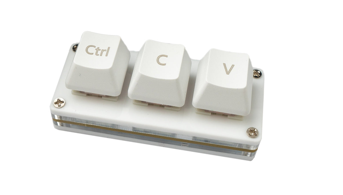 PCsensor USB HID Mini Keypad 3 buttons programmable mechanical RGB LED PC Hotkeys White for Copy Paste
