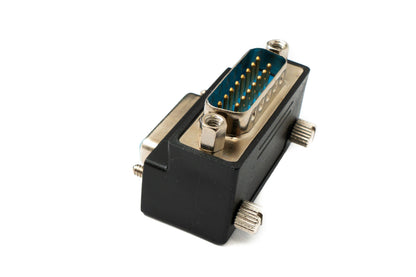 SYSTEM-S DB15 adapter DSUB 15 pin male to female 90° angle screw cable in black