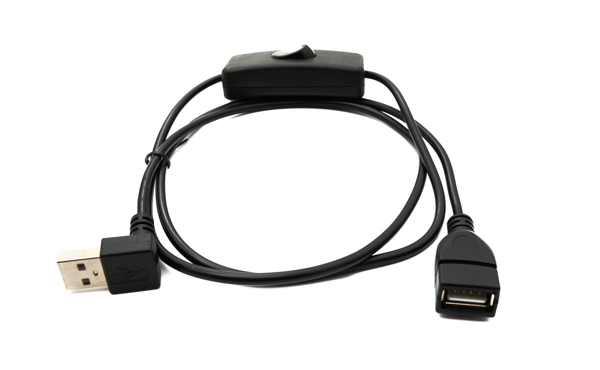 USB 2.0 Kabel 100 cm Typ A Stecker zu Buchse Schalter Winkel Down Angled | System-S