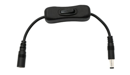 SYSTEM-S DC cable 20 cm 24V 5.5 x 2.5 plug to socket switch in black 