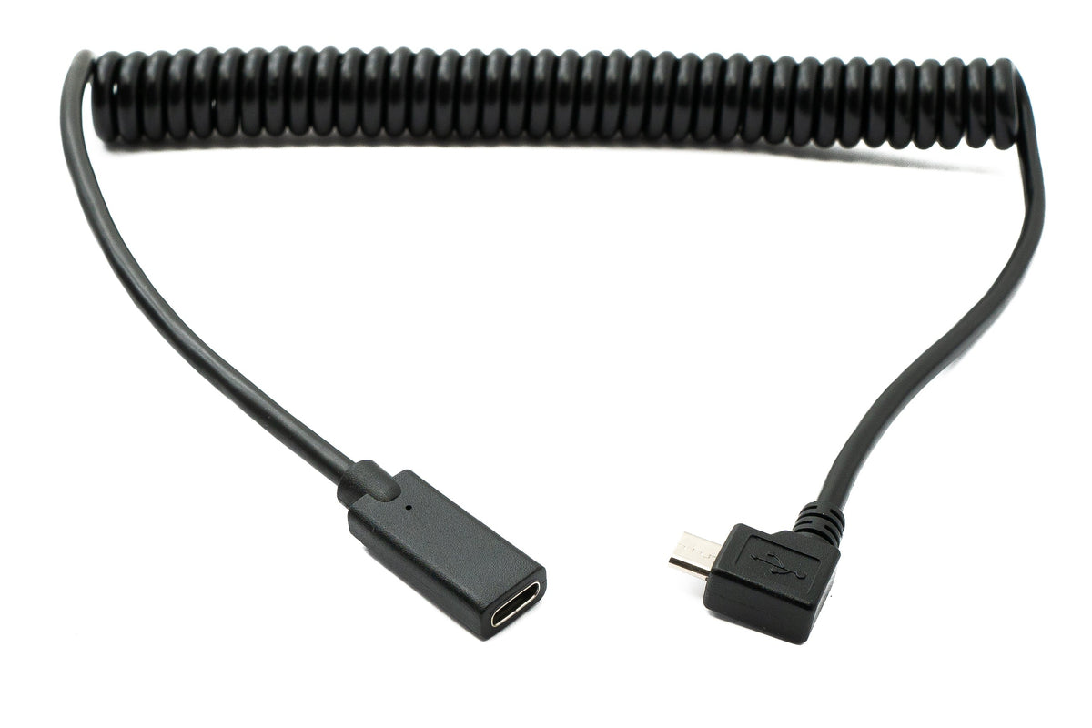 SYSTEM-S USB 3.1 cable 180 cm Type C female to 2.0 Micro B male spiral left angled