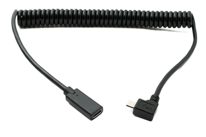 SYSTEM-S USB 3.1 cable 180 cm Type C female to 2.0 Micro B male spiral left angled