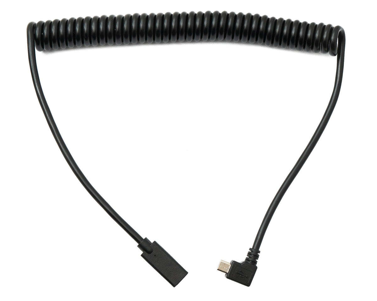 SYSTEM-S USB 3.1 cable 180 cm Type C female to 2.0 Micro B male spiral left angled