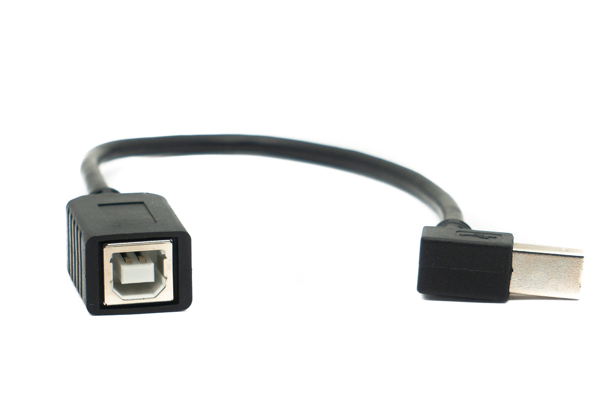 SYSTEM-S USB 2.0 cable 20 cm type B male to female down angled in black
