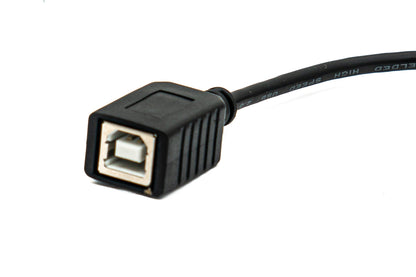 USB 2.0 Kabel 20 cm Typ B Stecker zu Buchse Left Angled Winkel in Schwarz | System-S