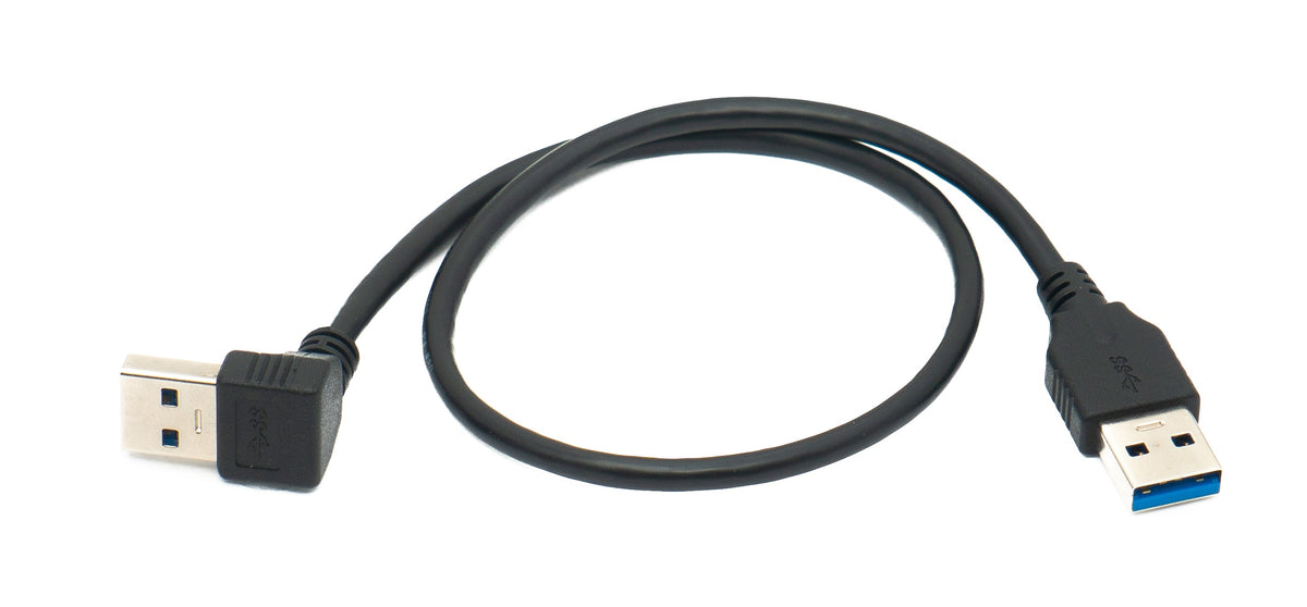 USB 3.0 Kabel 40 cm Typ A Stecker zu Stecker Down Angled Winkel 5 Gbit/s Schwarz | System-S