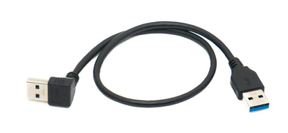 USB 3.0 Kabel 40 cm Typ A Stecker zu Stecker Down Angled Winkel 5 Gbit/s Schwarz | System-S