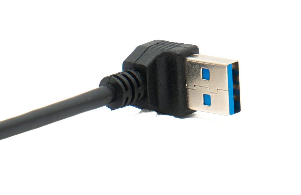 USB 3.0 Kabel 40 cm Typ A Stecker zu Stecker Down Angled Winkel 5 Gbit/s Schwarz | System-S