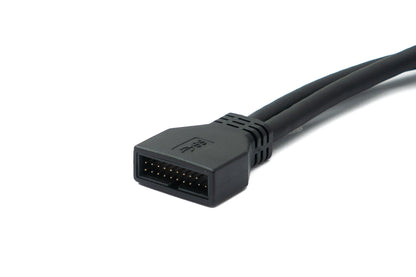 SYSTEM-S USB 3.0 cable 25 cm 19 pin male to 20 pin female motherboard left angled 5 Gbit/s 100W