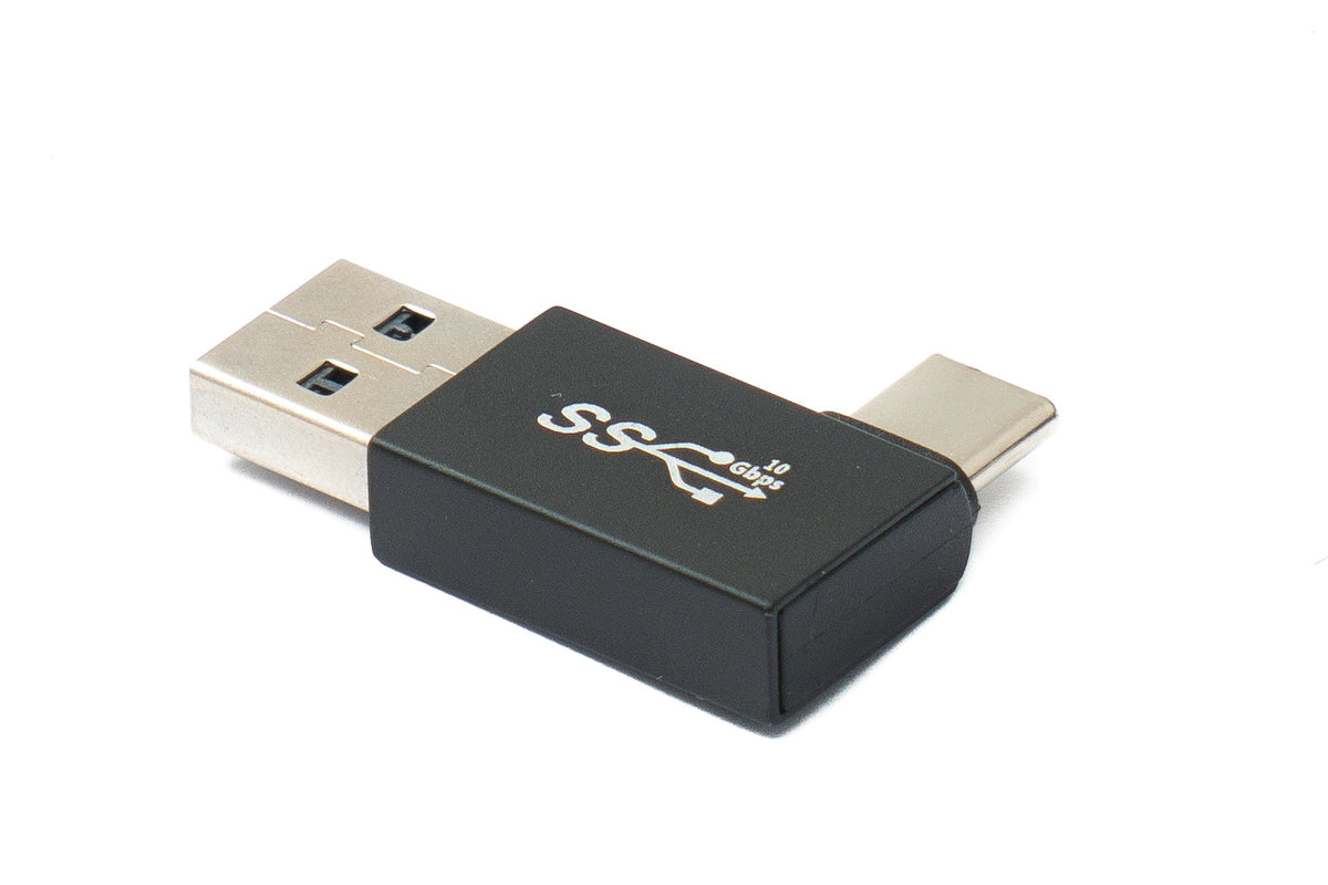 SYSTEM-S USB 3.0 adapter type A male to 3.1 C male unidirectional angled left angled cable 10 Gbit/s 100W