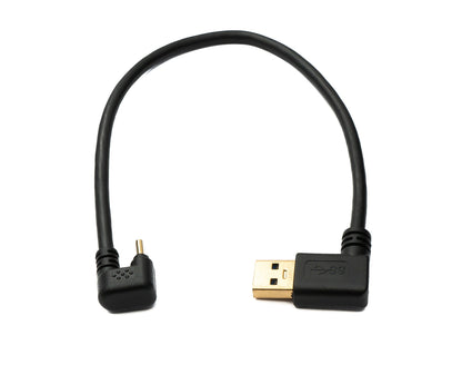 SYSTEM-S USB 3.1 cable 30 cm Type C plug to 3.0 A plug 180° U-turn angle right angled adapter 5 Gbit/s 100W
