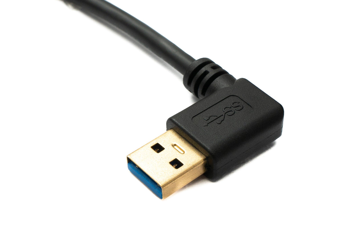 SYSTEM-S USB 3.1 cable 30 cm Type C plug to 3.0 A plug 180° U-turn angle right angled adapter 5 Gbit/s 100W