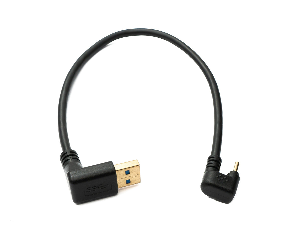 USB 3.1 Kabel 30 cm Typ C Stecker zu 3.0 A Stecker 180° U Turn Winkel aufwärts gewinkelt Adapter 5 Gbit/s 100W | System-S
