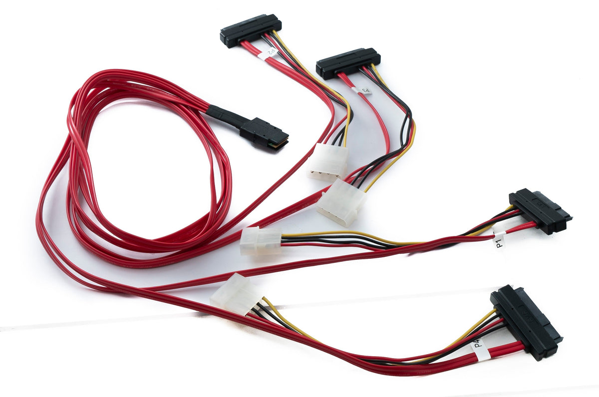 SFF-8087 Kabel 100 cm Mini SAS 36 Pin zu 4x SAS 29 Pin SFF-8482 für RAID Festplatte Motherboard | System-S