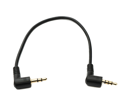 SYSTEM-S Audio Jack Cable 20 cm 3.5 mm 4-pin plug to 3-pin plug Left Right Angled AUX Adapter