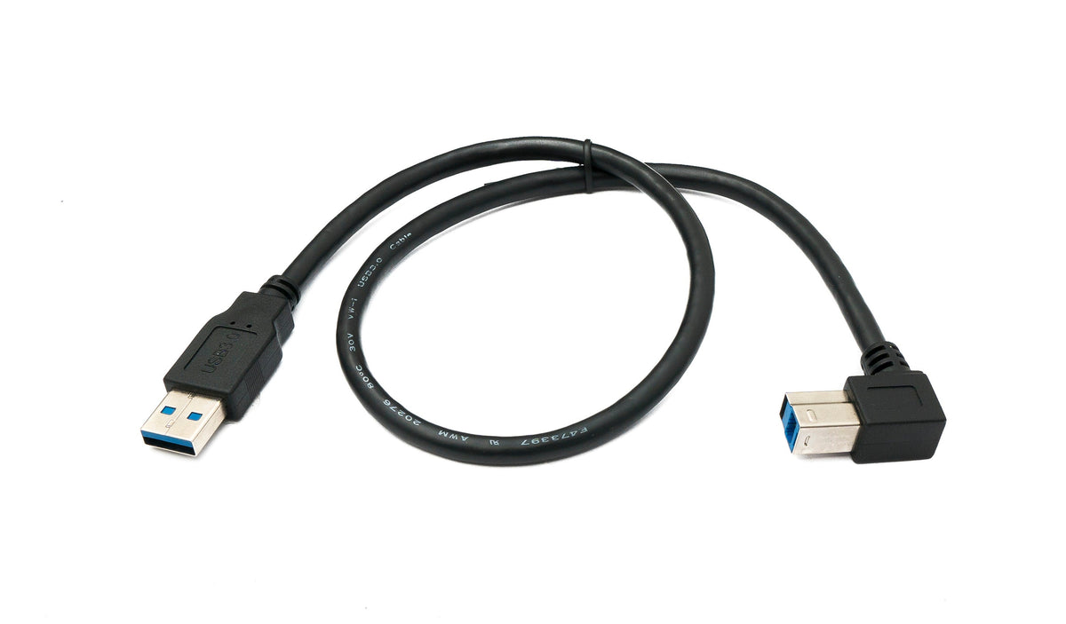 SYSTEM-S USB 3.0 cable 50 cm type B male to A male angled down angled 5 Gbit/s 100W in black