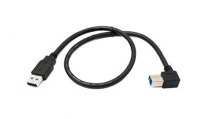 SYSTEM-S USB 3.0 cable 50 cm type B male to A male angled down angled 5 Gbit/s 100W in black