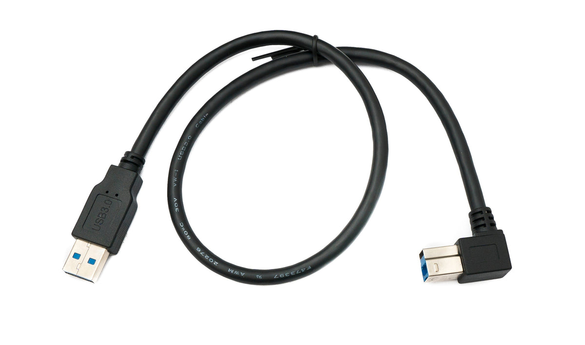 SYSTEM-S USB 3.0 cable 50 cm type B male to A male angled down angled 5 Gbit/s 100W in black