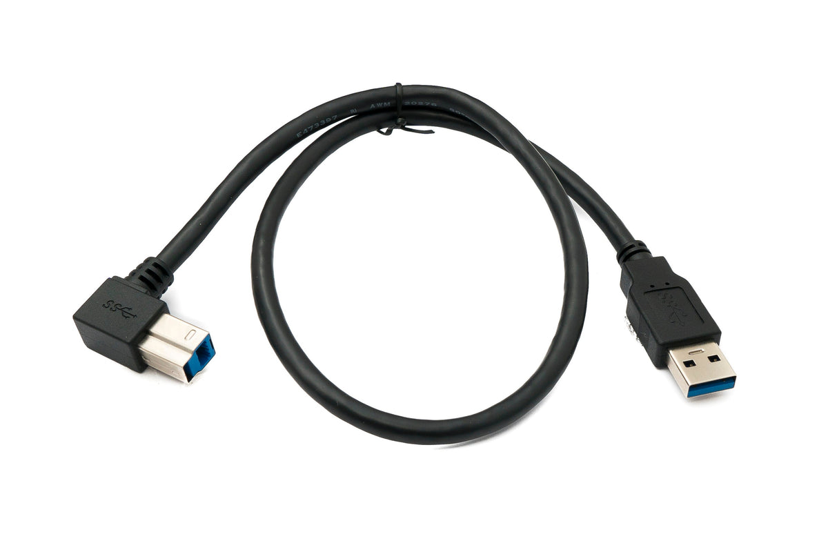 SYSTEM-S USB 3.0 cable 50 cm type B male to A male angled up angled 5 Gbit/s 100W in black