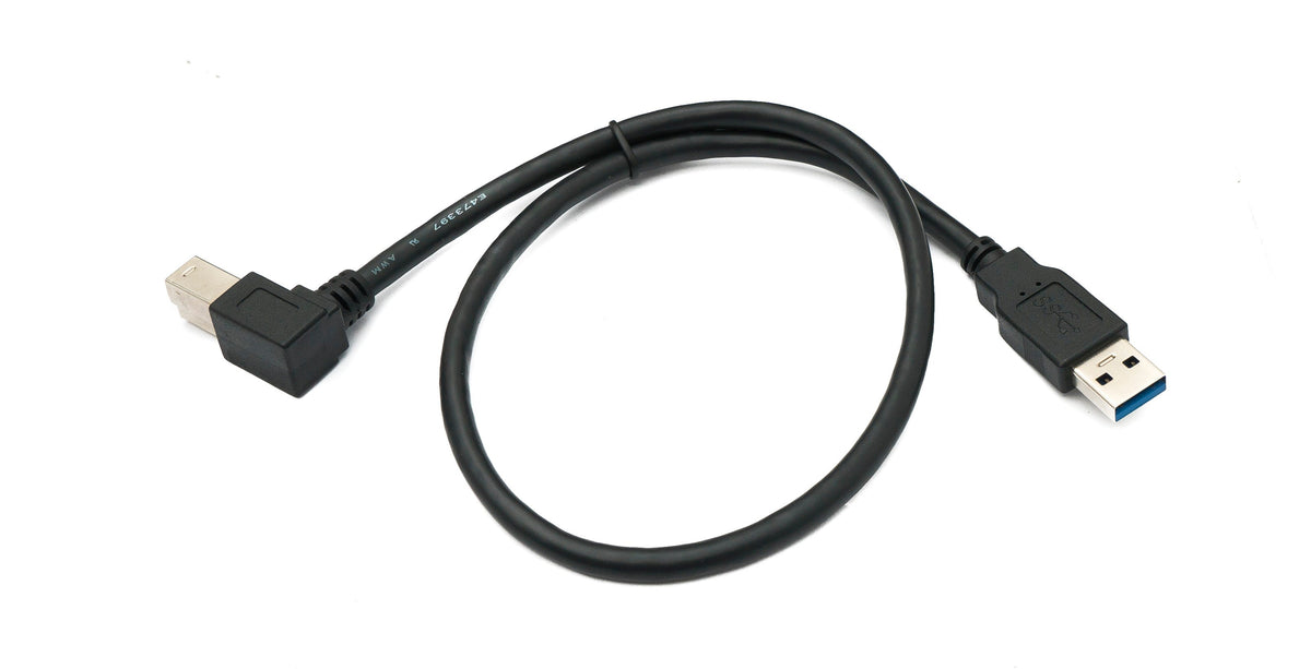 SYSTEM-S USB 3.0 cable 50 cm type B male to A male right angled 5 Gbit/s 100W in black