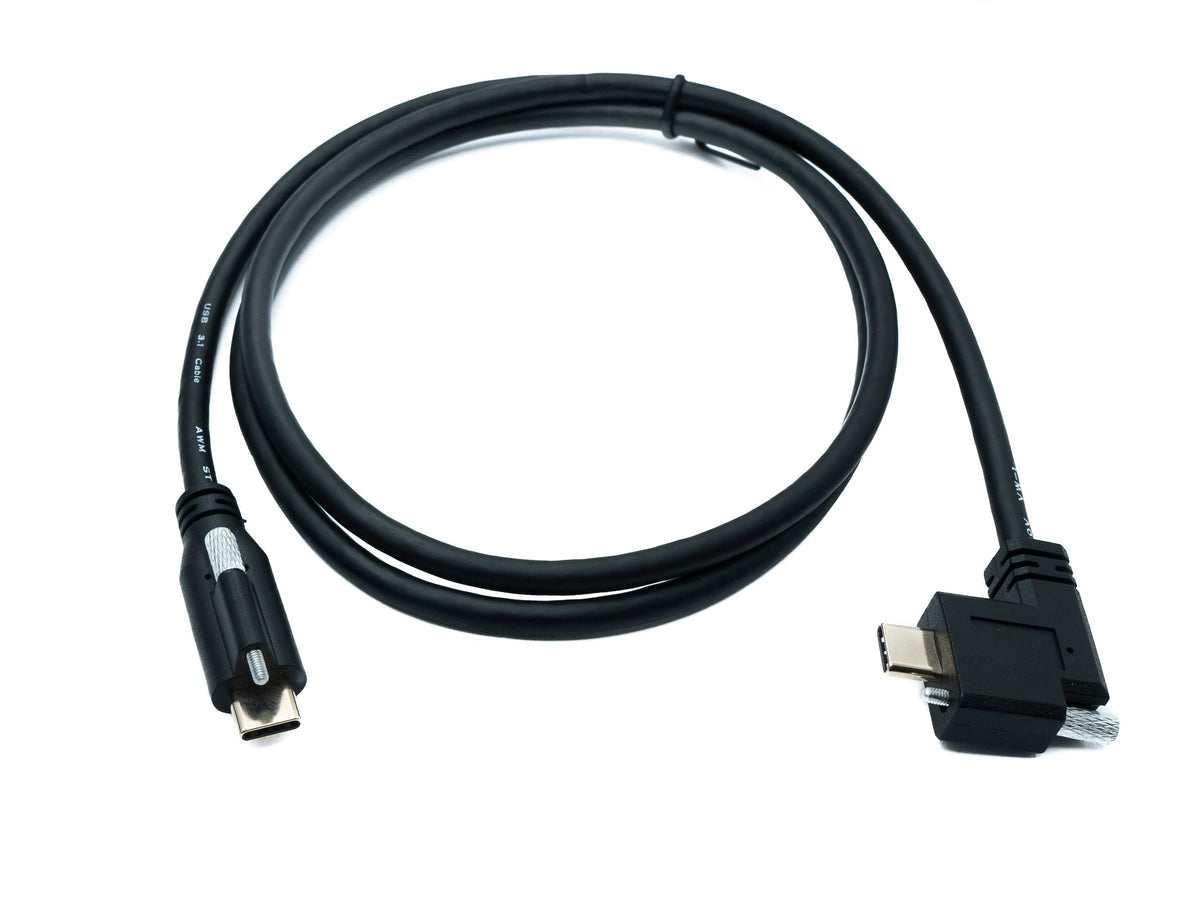 USB 3.1 Gen 2 Kabel 100 cm Typ C Stecker zu Stecker Single Screw Winkel Left Right 10 Gbit/s 100W | System-S