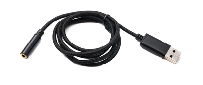 Audio USB Kabel 100 cm 3,5mm Klinke Buchse zu 2.0 Typ A Stecker AUX geflochten Schwarz | System-S