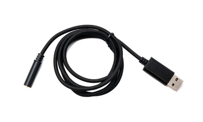 Audio USB Kabel 100 cm 3,5mm Klinke Buchse zu 2.0 Typ A Stecker AUX geflochten Schwarz | System-S