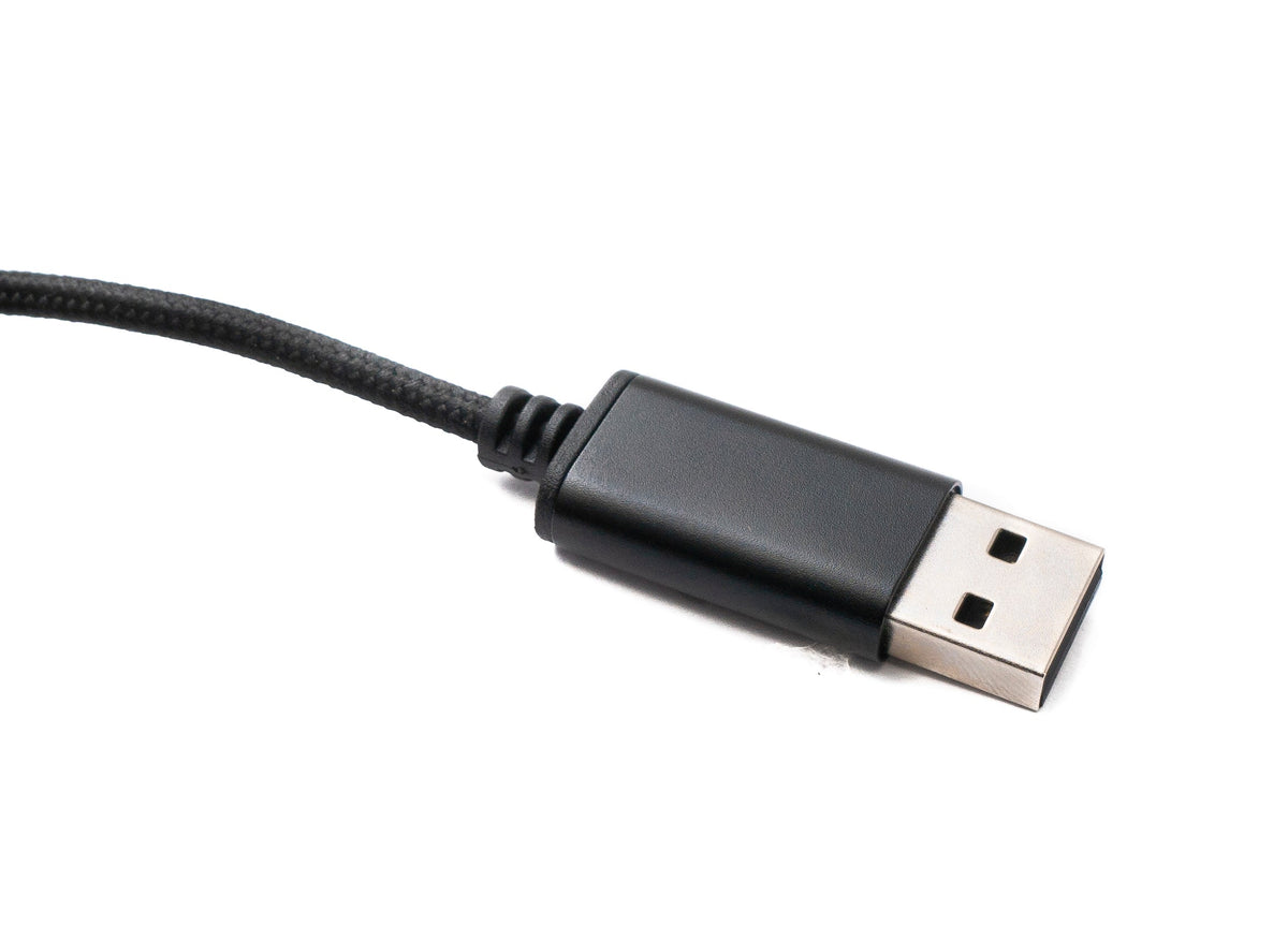 Audio USB Kabel 100 cm 3,5mm Klinke Buchse zu 2.0 Typ A Stecker AUX geflochten Schwarz | System-S