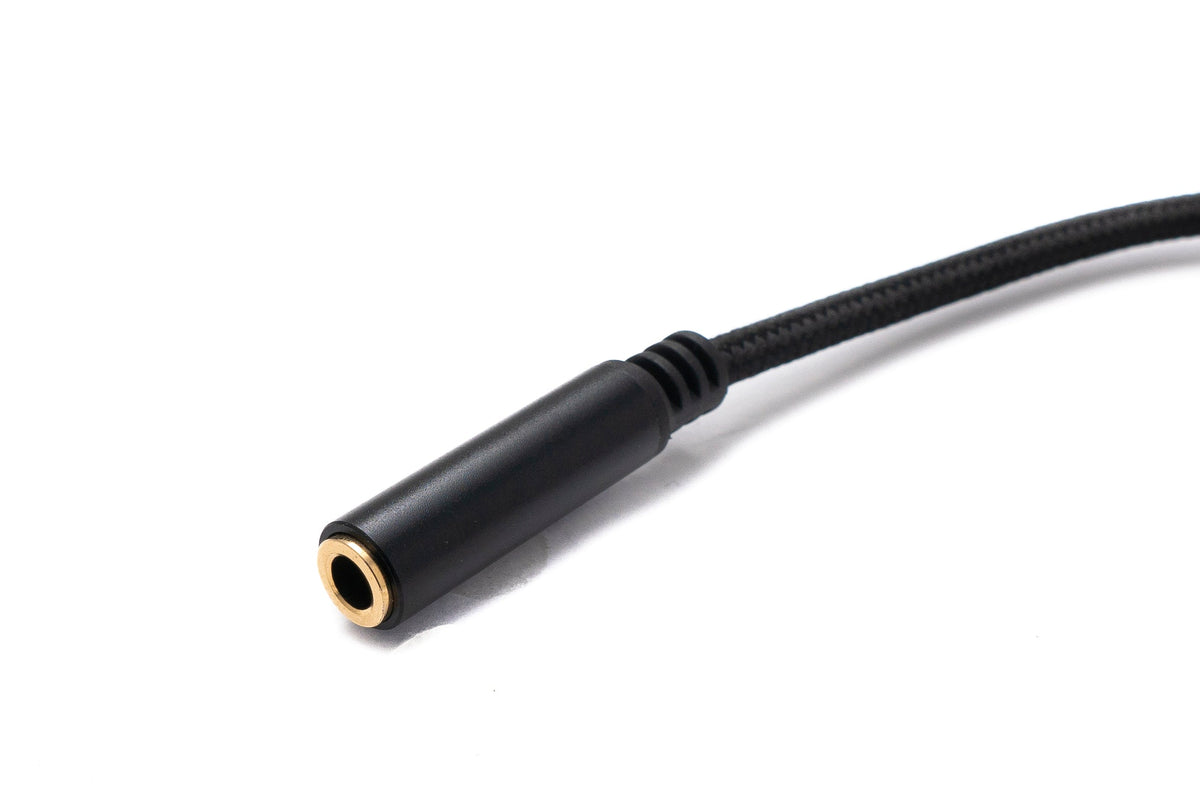 Audio USB Kabel 20 cm 3,5mm Klinke Buchse zu 2.0 Typ A Stecker AUX geflochten Schwarz | System-S