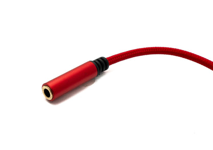 SYSTEM-S Audio USB Cable 20 cm 3.5 mm jack socket to 2.0 Type A plug AUX braided red