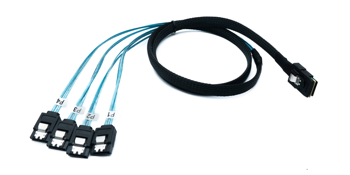 SYSTEM-S SFF-8087 cable 100 cm Mini SAS 36 pin to 4x SATA 7 pin for RAID hard drive motherboard