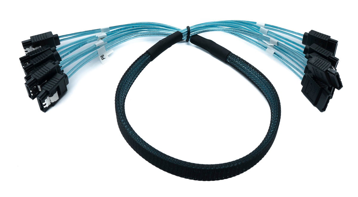SYSTEM-S SFF-8087 cable 50 cm 6x SATA 7 pin male to 6x male for RAID hard drive motherboard