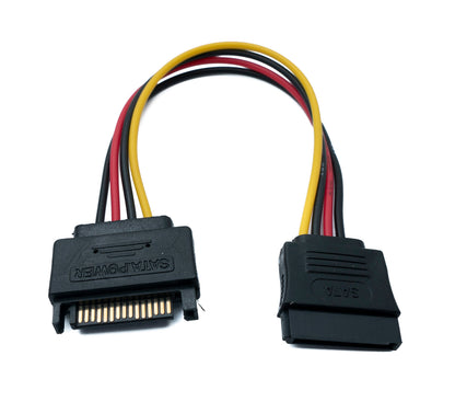 SYSTEM-S SATA cable 20 cm 15 pin male to female extension for SSD hard drive