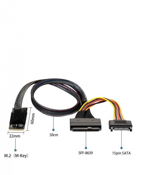 SYSTEM-S M.2 cable 100 cm M-Key to U.2 SFF-8639 NVMe adapter for SSD hard drive motherboard