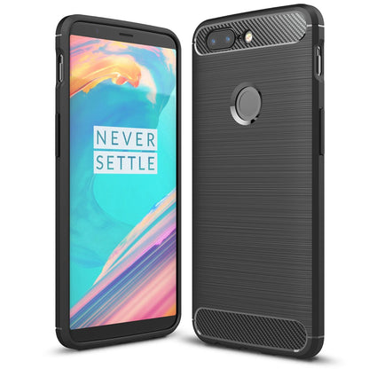 NALIA Silikonhülle für OnePlus 5T – Rutschfest & Matt – VORTEX (Gebürstete Optik & Carbon Design) – Marke aus Berlin