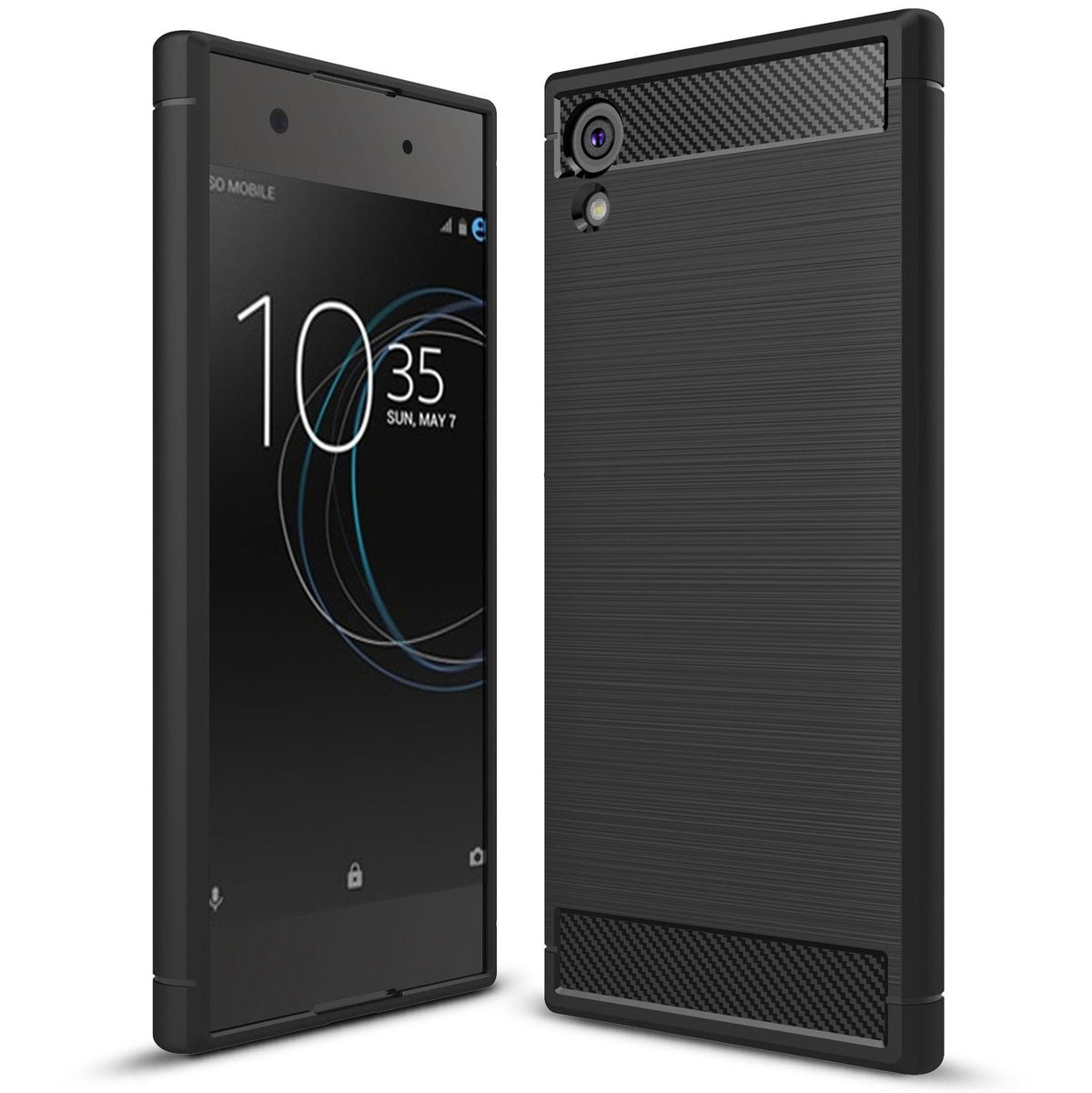 NALIA Silikonhülle für Sony Xperia XA1 – Rutschfest & Matt – VORTEX (Gebürstete Optik & Carbon Design) – Marke aus Berlin