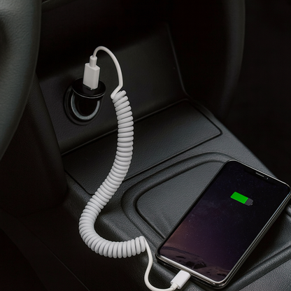 System-S Spiralkabel USB-C auf USB-A (USB 2.0-kompatibel), 100–200 cm, Weiß - DREIKS