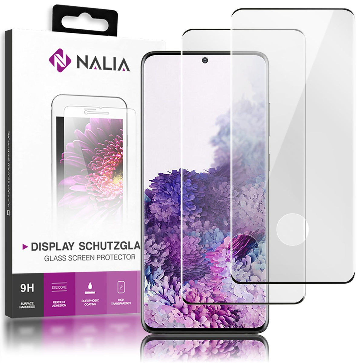 NALIA (2x) Schutzglas kompatibel mit Samsung Galaxy S20 Glas, 9H Full-Cover Hartglas Displayschutzfolie Screen Protector, Handy Bildschirm-Abdeckung Displayschutz Film Tempered Glass Schutzfolie Klar