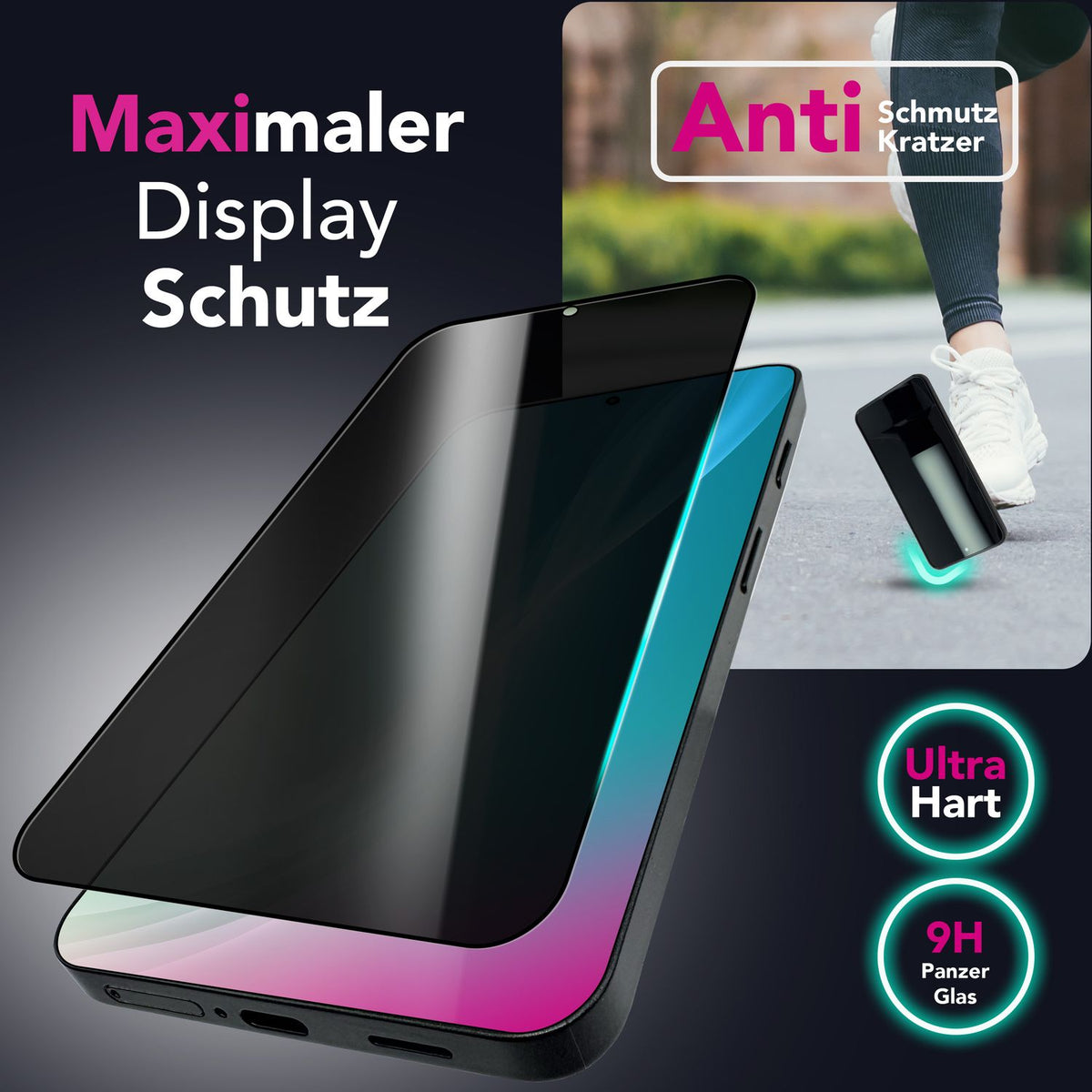NALIA Blickschutzglas für Google Pixel 9a – Härte 9H & Robust – ANTISPYX (Privacy Full-Cover) – Marke aus Berlin