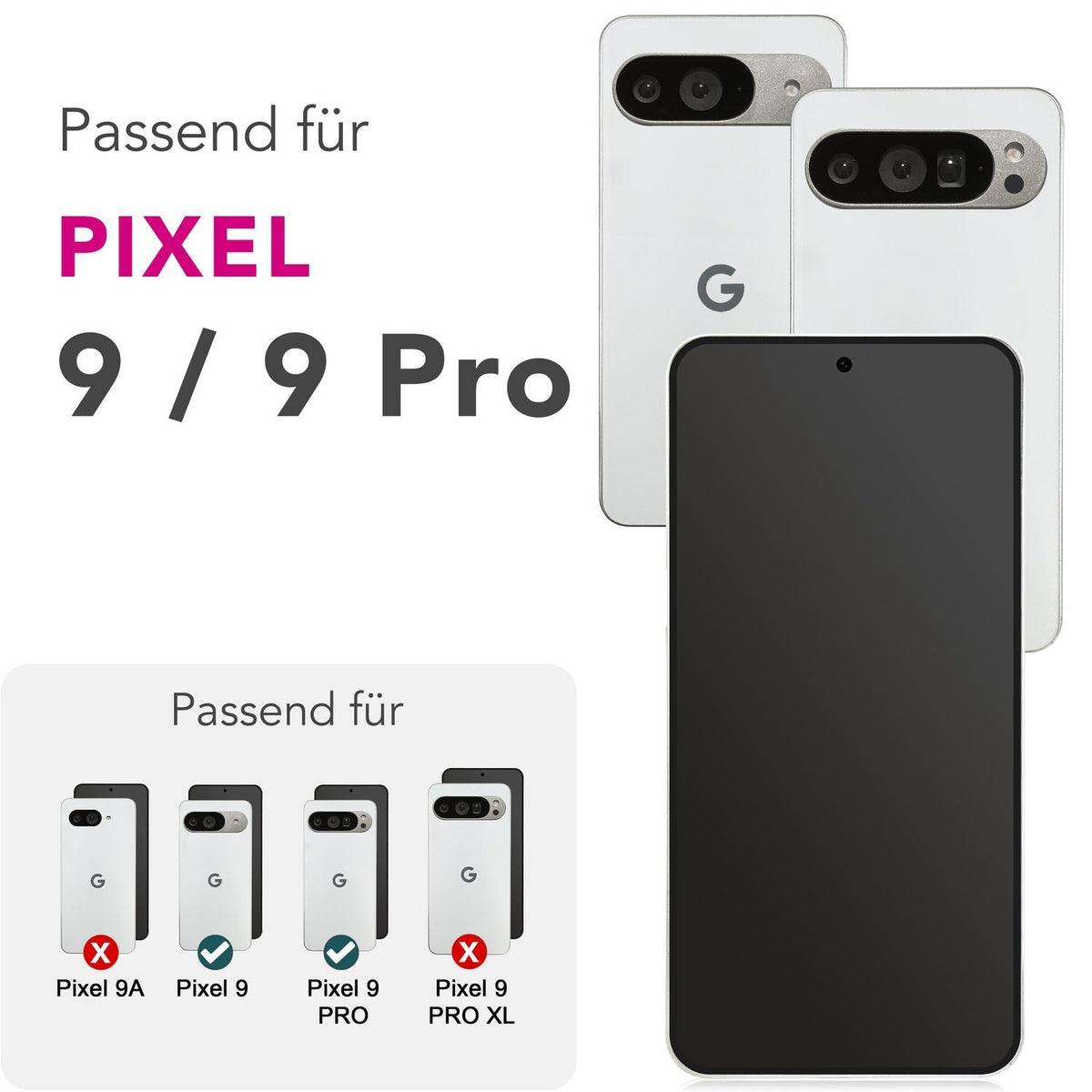 NALIA 2x Schutzglas für Google Pixel 9 / 9 Pro – Full-Screen Schutz 9H & Hüllenfreundlich – ARMORGLASSX (Display Glasfolie Transparent & 9H Härte) – Marke aus Berlin