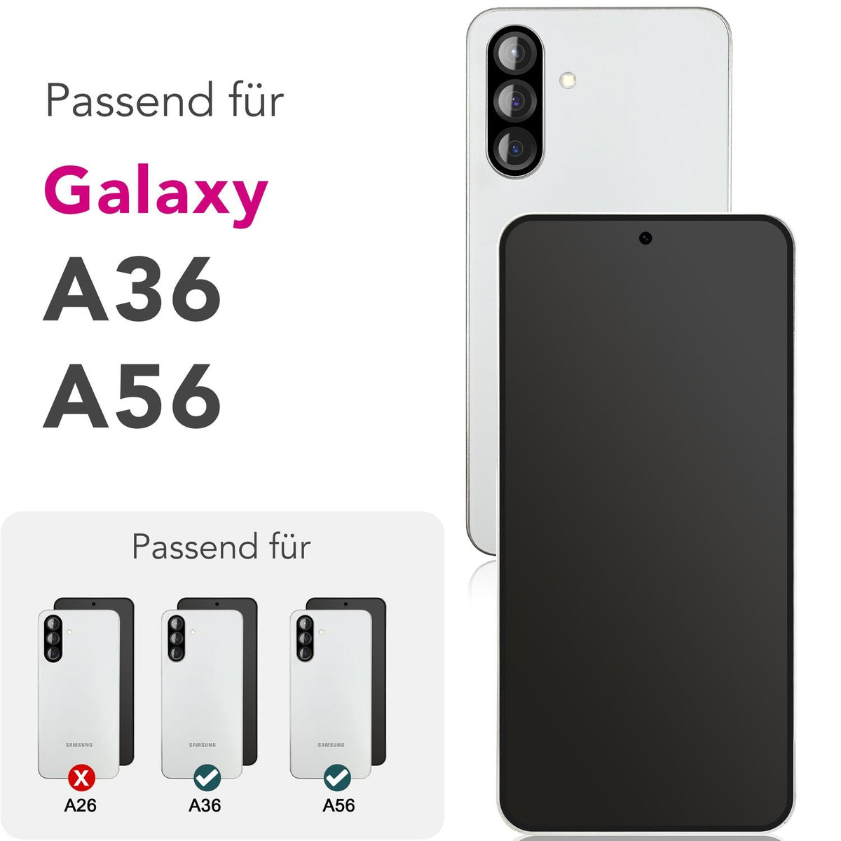 NALIA 2x Schutzglas für Samsung Galaxy A36 / A56 – Full-Screen Schutz 9H & Hüllenfreundlich – ARMORGLASSX (Display Glasfolie Transparent & 9H Härte) – Marke aus Berlin