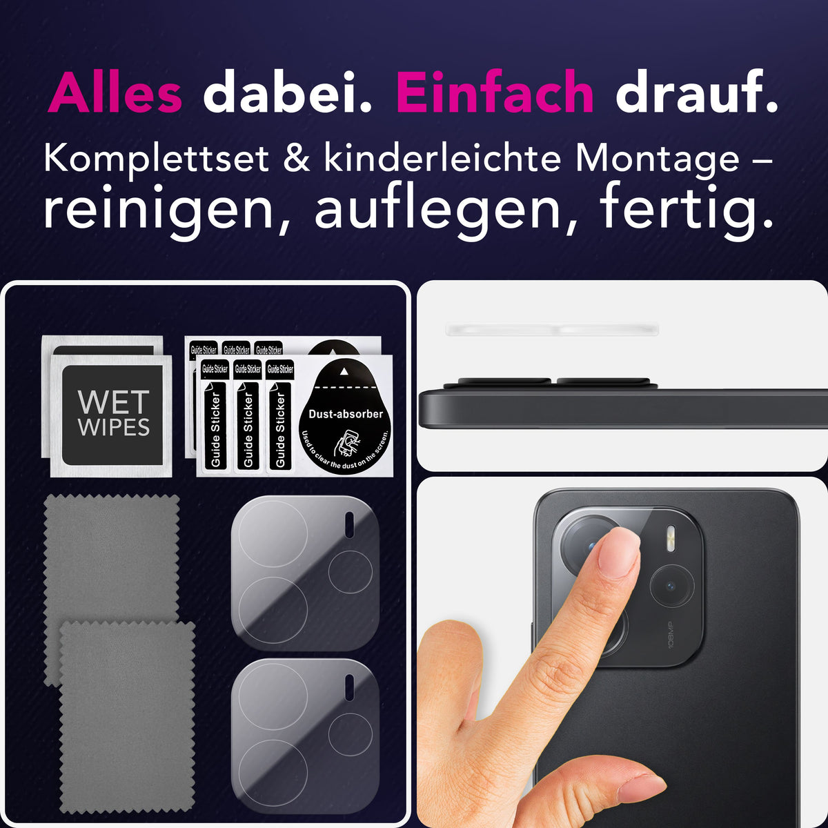 NALIA 2x Kameraschutzglas für Xiaomi Redmi Note 14 5G – Linsenschutz 9H & Case-Friendly – FOCUS.X2 MAX (HD-Echtglas Transparent) – Marke aus Berlin