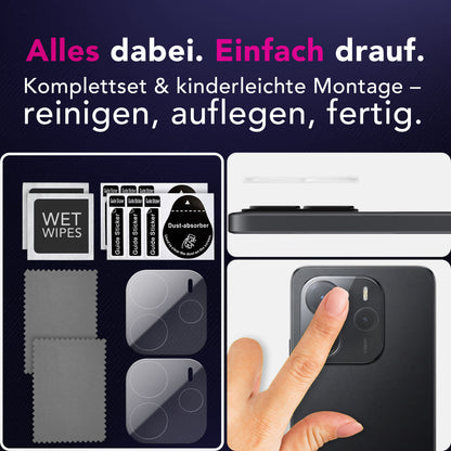 NALIA 2x Kameraschutzglas für Xiaomi Redmi Note 14 5G – Linsenschutz 9H & Case-Friendly – FOCUS.X2 MAX (HD-Echtglas Transparent) – Marke aus Berlin