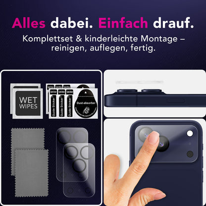 NALIA 2x Kameraschutzglas für iPhone 17 Pro – Linsenschutz 9H & Case-Friendly – FOCUS.X2 MAX (HD-Echtglas Transparent) – Marke aus Berlin