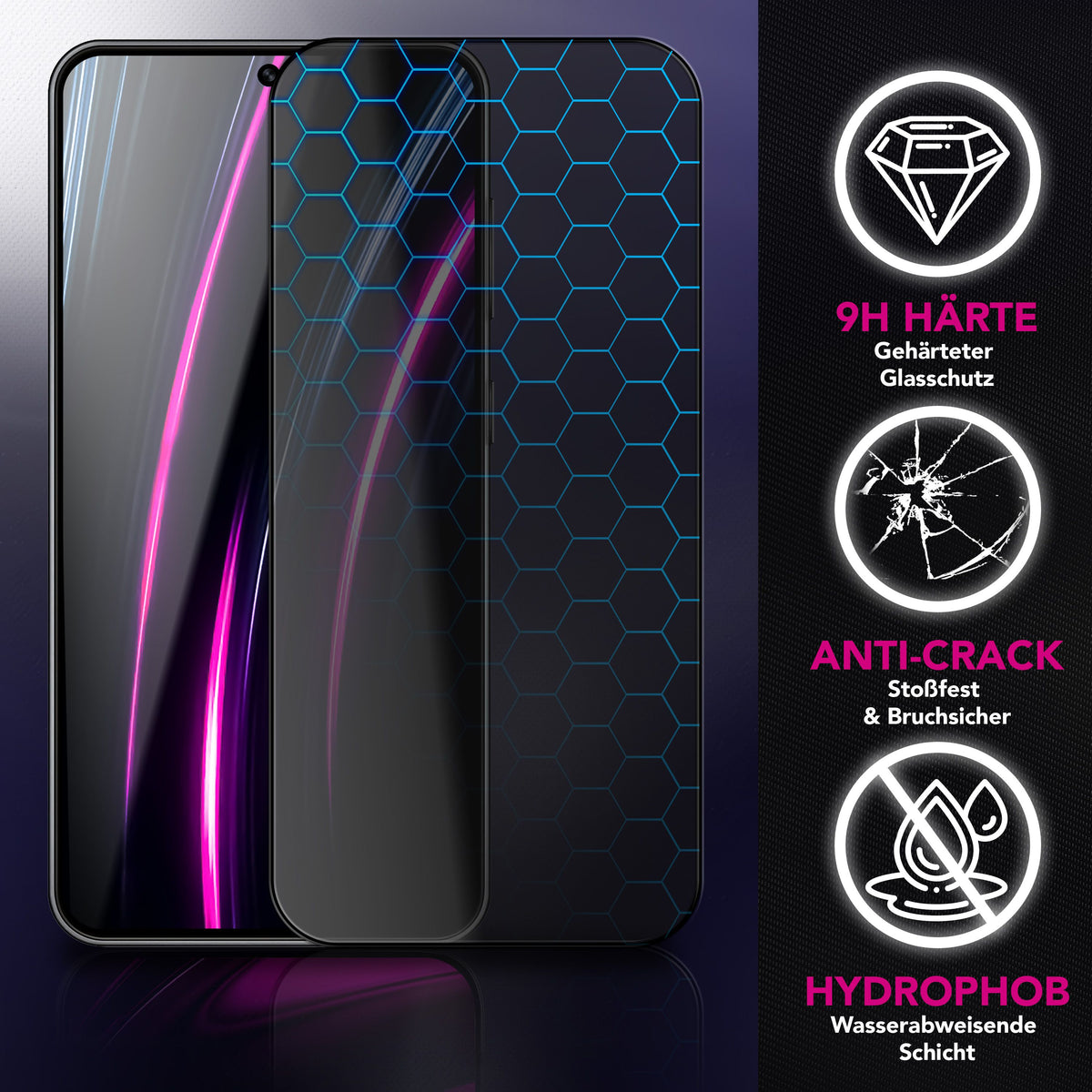 NALIA Blickschutzglas für Samsung Galaxy S25 FE – Härte 9H & Robust – ANTISPYX (Privacy Full-Cover) – Marke aus Berlin