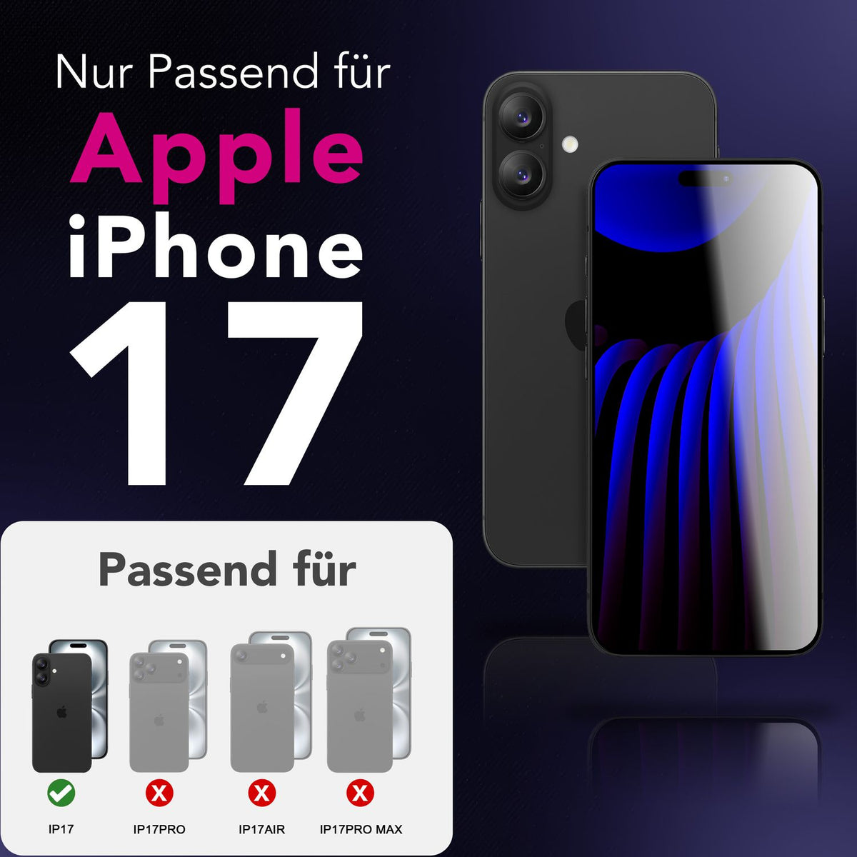NALIA AntiSpyX passend für Apple iPhone 17 Glas (Diskreter Blickschutz), Privacy Schutzglas mit 9H Härte, Anti-Spy Sichtschutz gegen Seitenblicke, Kratz-Resistent, Screen Protector, Hüllen-freundlich